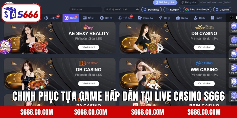 Chinh phục tựa game hấp dẫn tại Live Casino S666
